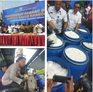 Polres Tanjung Perak Musnakan BB 35,996 Kilogram Sabu dan Jutaan Pil Ekstasi