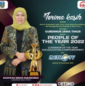 Gubernur Khofifah Raih Predikat Governor of The Year for Education and Empowerment Tahun 2022