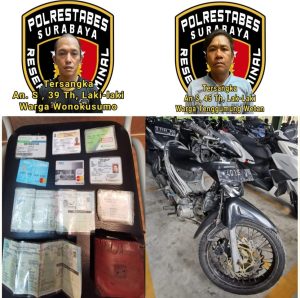 Dua Pelaku Curanmor Spesialis Kawasan Cafe di Surabaya Diringkus