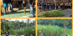 Personel Polsek Tajinan Polres Malang bersama Warga Kerja Bakti Bangun Masjid di Tajinan Malang