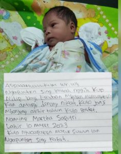 Seorang Bayi Perempuan Ditemukan Warga Brantas Waru Lengkap Dengan Surat Wasiatnya