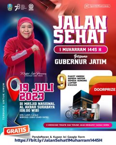 Jalan Sehat 1 Muharram 1445 H Bersama Gubernur Khofifah Bertabur Doorprize Hingga Hadiah Umroh