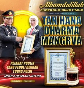 Penghargaan Tanhana Dharma Mangrva untuk Gubernur Khofifah