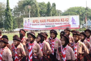 Kapolres Gresik Hadiri Peringatan Hari Pramuka Ke 62 di Halaman Kantor Bupati Gresik