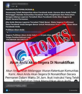 [Hoaks] Peringatan Pemblokiran Akun Facebook