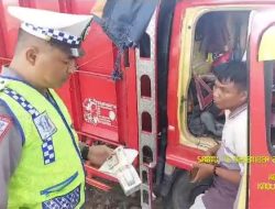 Satlantas Polres Bangkalan Tindak Sopir Truk yang Parkir di Bahu Jalan Akses Suramadu