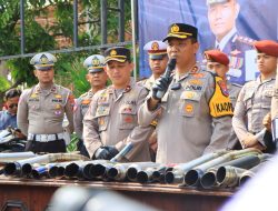 Jelang Nataru Polres Tuban Amankan Ratusan Kendaraan Roda Dua Berknalpot Brong