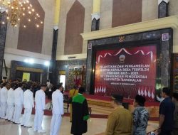Bersama Forkopimda, Kapolres Bangkalan Hadiri Pelantikan Kades Periode 2023-2029
