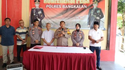 Polres Bangkalan Gelar Konferensi Pers Restorative Justice Maling Patung di Gereja Kamal