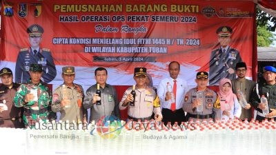 Jelang Idul Fitri 1445 H, Kapolres Tuban Musnahkan Barang Bukti Hasil Cipta Kondisi Selama Ramadhan