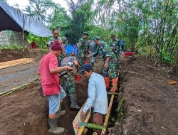 Satgas TMMD Kodim 1626/Bangli bersama Warga Bahu Membahu Bangun Saluran Beton Sepanjang 500 Meter di Lokasi TMMD ke 120 Kodim 1626/Bangli