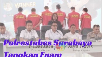 Polrestabes Surabaya Tangkap Enam Pelaku Judi Online dengan Omzet Miliaran
