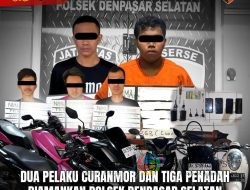 Dua Pelaku Curanmor Dan Tiga Penadah Diamankan Polsek Denpasar Selatan