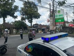 Personil Polres Bangli melaksanakan kegiatan Gatur ambang gangguan di pagi hari