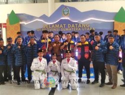 PUB Sumut Sambut Kontingen Provinsi Banten Kalung Bunga Di PON XXI Aceh – Sumut