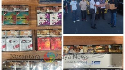 Polres Pelabuhan Tanjung Perak Serahkan Jutaan Batang Rokok Ilegal ke Bea Cukai Sidoarjo