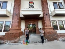 Menjelang Pengundian Nomor Urut Paslon, Polres Badung Perketat Pengamanan Kantor KPU dan Bawaslu