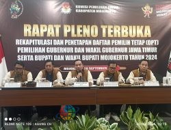 Gelar Rapat Pleno Terbuka, KPU Kabupaten Mojokerto Tetapkan 3.694 Jumlah Pemilih Tidak Memenuhi Syarat