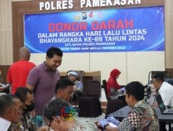 Jelang Hari Lalu Lintas Bhayangkara ke-69, Satlantas Polres Pamekasan Gelar Donor Darah