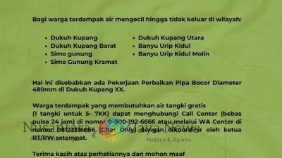 PDAM Surabaya: Perbaikan Pipa Bocor di Dukuh Kupang XX, Pasokan Air Terganggu