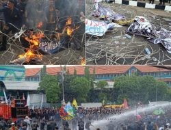 Demo Mahasiswa “Indonesia Gelap” di DPRD Jatim Ricuh, Water Cannon Ditembakkan