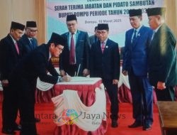 DPRD Dompu Gelar Sertijab dan Sambutan Pidato Perdana Bupati Dompu Periode 2025-2030