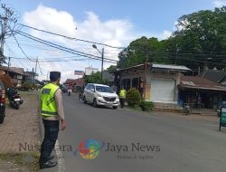 Polres Bangli Amankan Arus Lalu Lintas Saat Upacara Piodalan di Pura Batur dan Pura Besakih