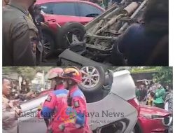 Tabrakan Beruntun Libatkan Tiga Mobil di Jalan Kusuma Bangsa Surabaya, Empat Orang Terluka