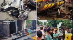 Laka Brutal,Mobil Patroli Polsek Hu,u Labrak Beberapa Motor dan Kios, Diduga Korban Tewas 4 Orang.