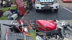 Dua Motor Tabrakan di Perak Barat Surabaya, Satu Setang Patah, Korban Selamat