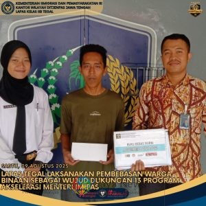 Lapas Tegal Laksanakan Pembebasan Warga Binaan sebagai Wujud dukungan 13 Program Akselerasi Menteri Imipas