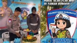 AKP Tri Arda Meidiansyah, S.TR.K, Sik Awali Potong Tumpeng Giat Launching SIManis Layanan Malam Hari Taman Bungkul