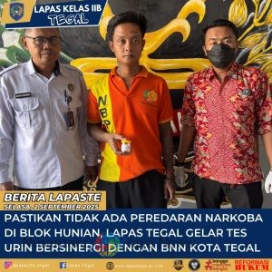 Pastikan Tidak Ada Peredaran Narkoba di Blok Hunian, Lapas Tegal Gelar Tes Urin Bersinergi dengan BNN Kota Tegal
