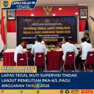 Lapas Tegal ikuti Supervisi Tindak Lanjut Penelitian RKA-K/L Pagu Anggaran Tahun 2026