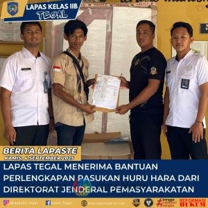 Lapas Tegal menerima Bantuan Perlengkapan Pasukan Huru Hara dari Direktorat Jenderal Pemasyarakatan