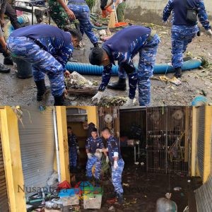 Lanud I Gusti Ngurah Rai Kerahkan Personel Bersihkan Pasar Badung Pascabanjir