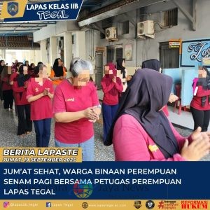 Jum’at Sehat, Warga Binaan Perempuan senam Pagi bersama Petugas Perempuan Lapas Tegal