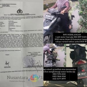 Warga Bangkinang Kota Laporkan Kehilangan Sepeda Motor Honda Beat Hitam di Jalan Prof. M. Yamin