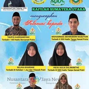 Kafilah Sumatera Utara Raih Peringkat ke- 7 pada STQH Tingkat Nasional di Kendari Sulawesi Tenggara