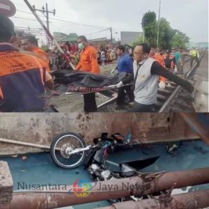 Pengendara Motor Tewas Tertemper Kereta Api di Perlintasan Margorukun Surabaya