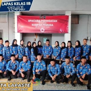 Lapas Kelas IIB Tegal Gelar Upacara Hari Sumpah Pemuda dengan Penuh Khidmat