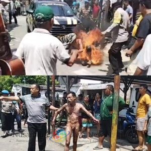 Pencuri Motor di Jojoran Nyaris Tewas Terbakar Usai Dihajar Massa