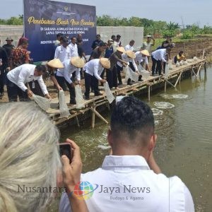 Dukung Program Perikanan, Kalapas Tegal Ikuti Tebar Benih Ikan Bersama Menteri IMIPAS di Kendal