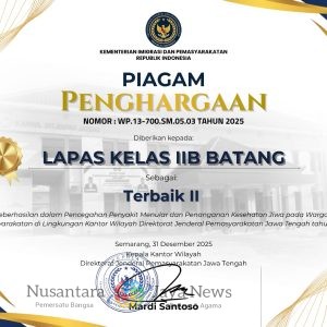 Refleksi Akhir Tahun Kanwil DitjenPAS Jateng, Lapas Batang Raih Dua Penghargaan
