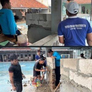 Lapas Tegal Lakukan Perbaikan Sarpras Pos Penjagaan Blok Hunian Demi Kenyamanan Petugas