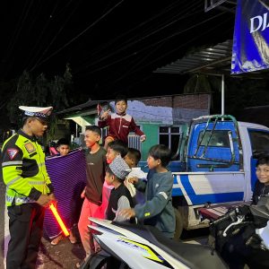 Satlantas Polres Dompu Imbau Masyarakat Jaga Kamtibmas,Tidak Gunakan Knalpot Brong, Kekhusyukan Ibadah Ramadan.