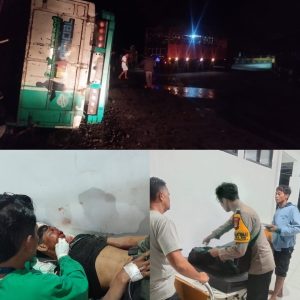 Naas! Truk Fuso Muat Sapi Tujuan Tangerang, Terguling di Jalan Turunan Tekasire, Dua Orang Meninggal Dunia