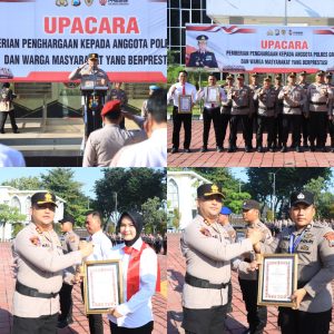 Polres Gresik Beri Penghargaan 13 Personel dan 1 Warga, Kapolres Apresiasi Dedikasi Anggota