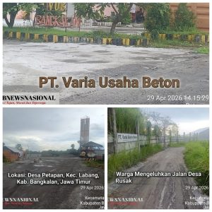 Warga Labang Bangkalan Keluhkan Dampak Pabrik Beton, Jalan Rusak Parah hingga Sawah Tercemar Limbah