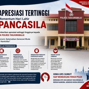 Momentum Hari Lahir Pancasila, HIMA KRS Sumut Apresiasi Komitmen Kasat Narkoba Polres Tanjungbalai